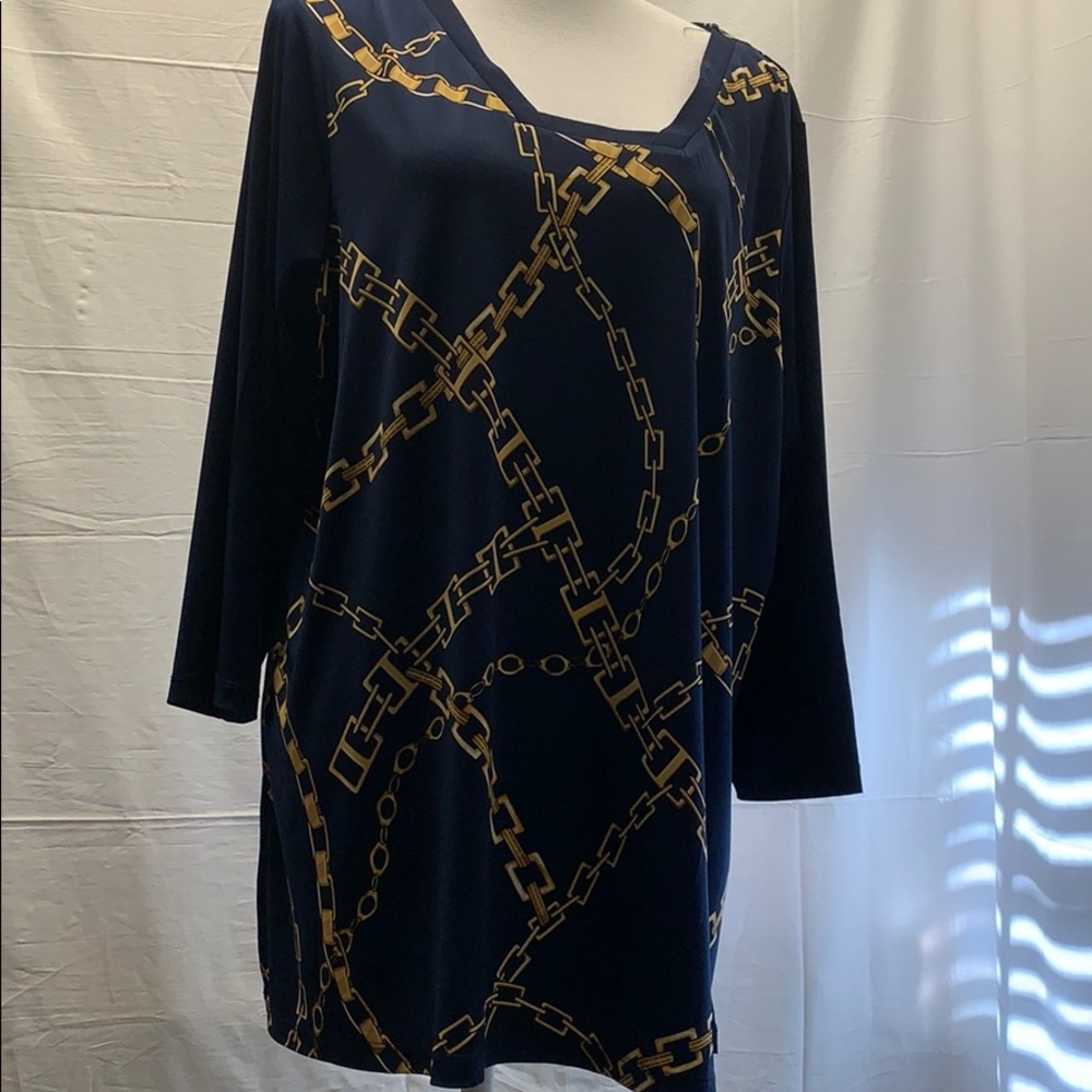 Navy blue and gold top